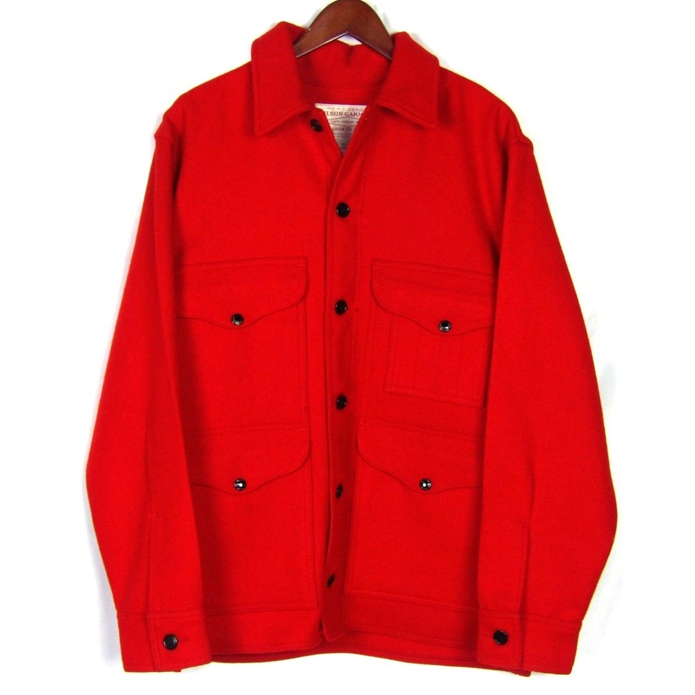 FILSON 100% Pure Wool Lot 110 Red Button Up Mackinaw Cruiser Jacket Men's 40 NEW